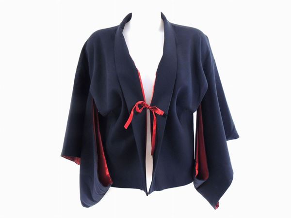 Blue wool and red silk jacket