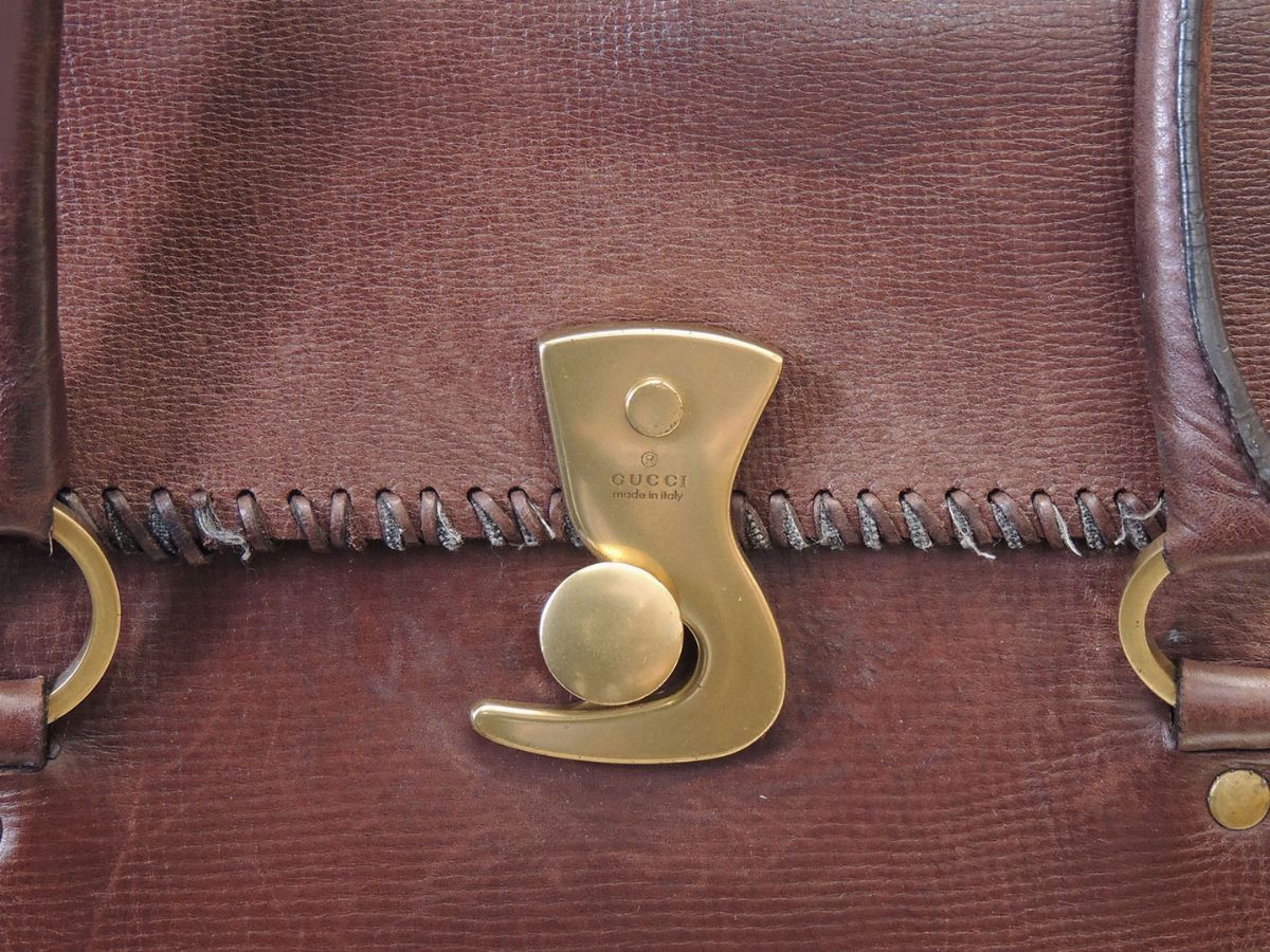 Borsa a Spalla in Pelle Marrone, Gucci
