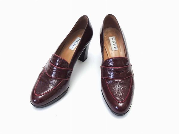 Burgundy patent leather pPair of décolleté, Fratelli Rossetti