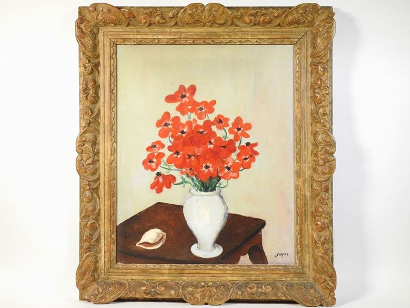 Guido Peyron - Vaso di Fiori e Conchiglia