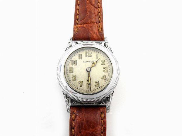 Chromed metal Harwood gentlemen wristwatch