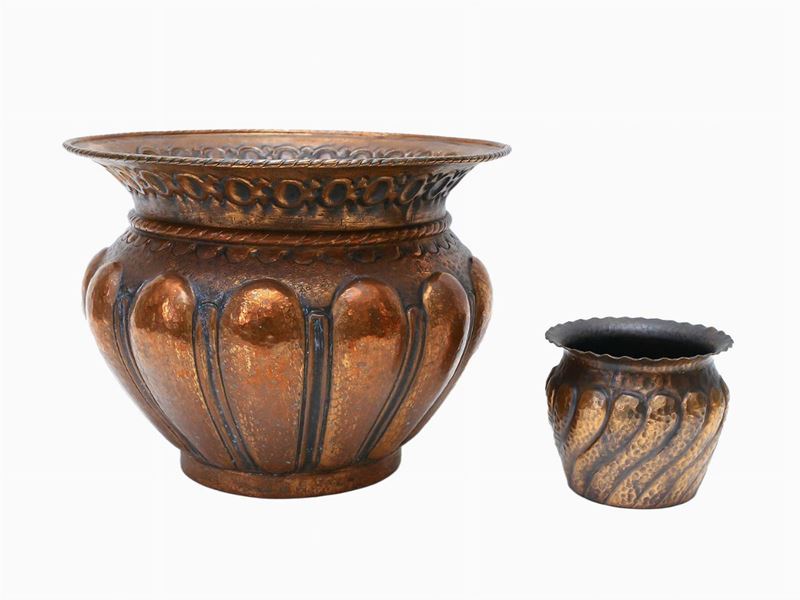 Due Cache-pot in Rame