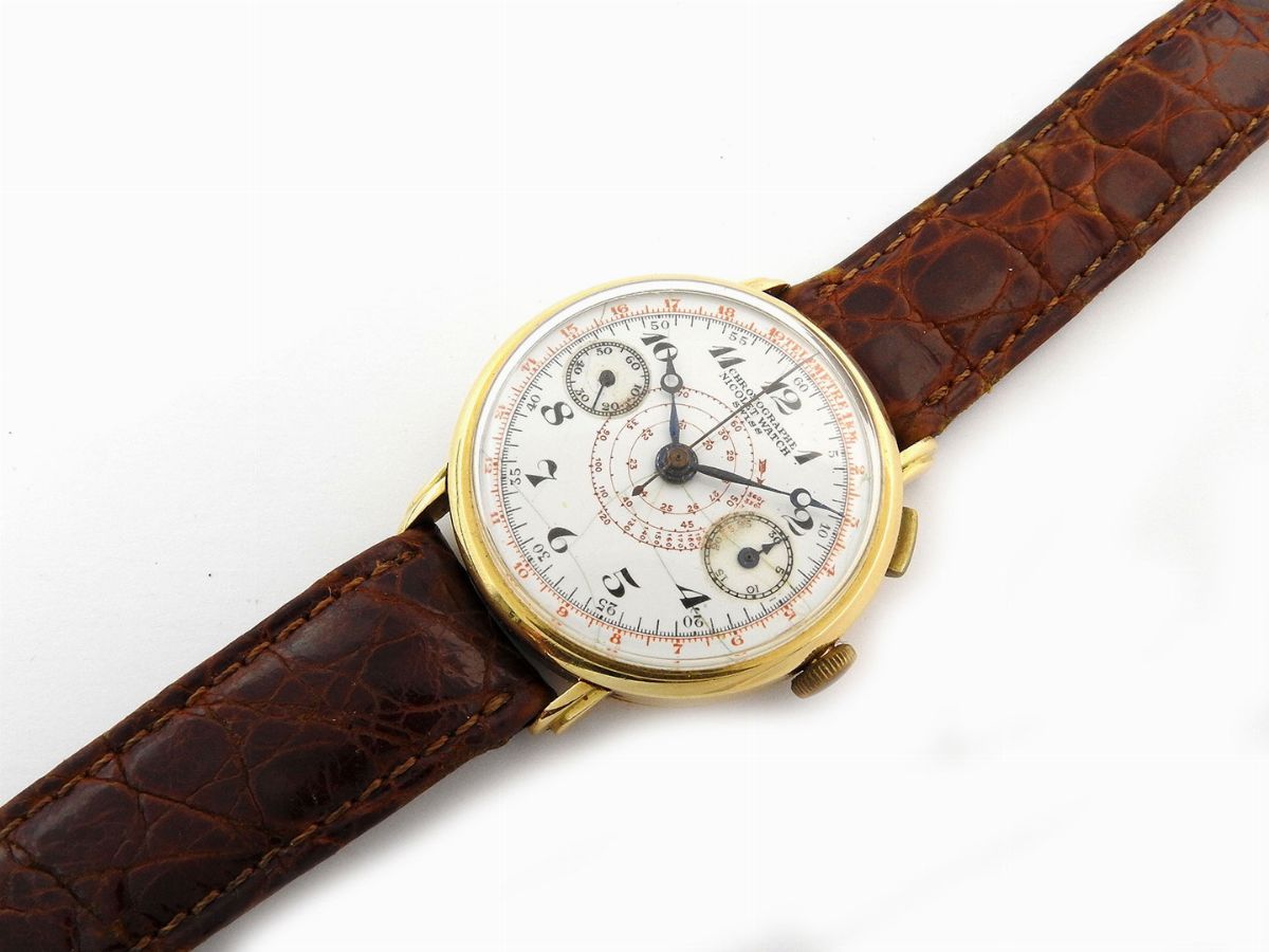 Cronografo Monopulsante da Polso per Uomo Nicolet Watch in Oro Giallo