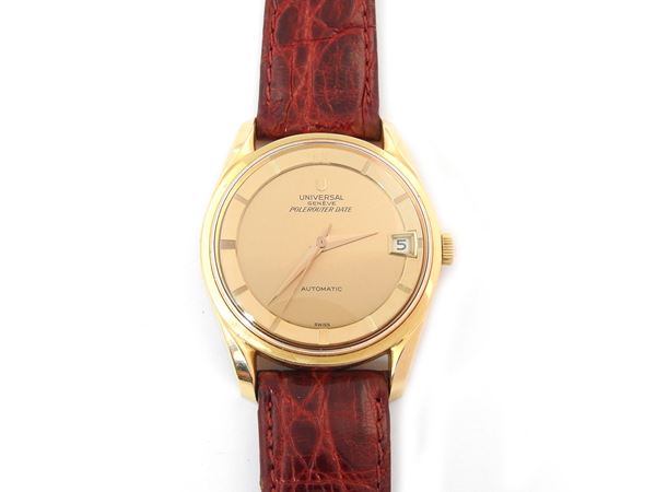 Pink gold Universal Genève Polerouter Date gentlemen wristwatch