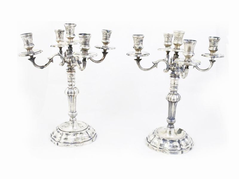 Coppia di Candelabri in Argento