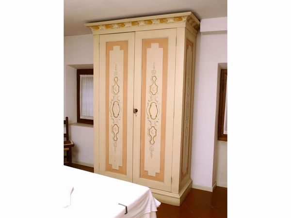 Lacquered soft wood wardrobe cabinet