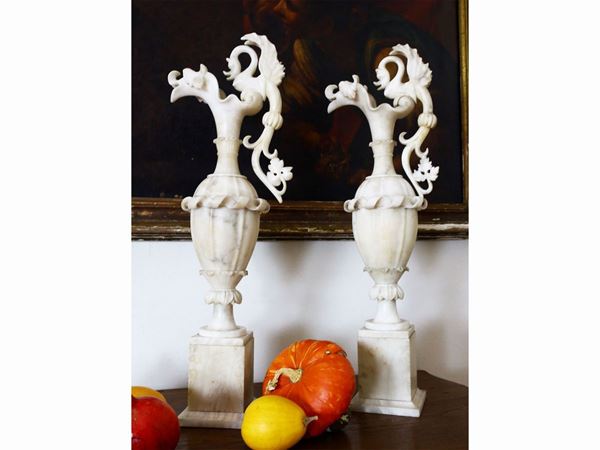 Pair of large alabaster vases  (nineteenth century)  - Auction Furniture and Paintings from a villa in Fiesole (FI) - Maison Bibelot - Casa d'Aste Firenze - Milano