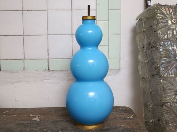 Large table lamp in light blue opaline