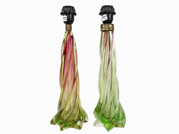 Pair of table lamps in blown glass