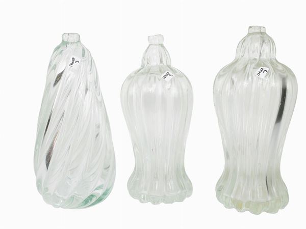 Three table lamps in colorless blown glass