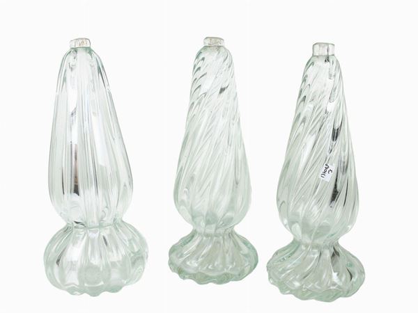 Three table lamps in colorless blown glass  (Sixties / Seventies)  - Auction The Muccia Breda Collection in Villa Donà -  Borbiago of Mira (Venice) - Maison Bibelot - Casa d'Aste Firenze - Milano