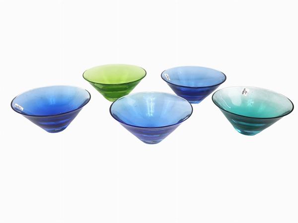 Series of five cup-shaped vases in blown glass