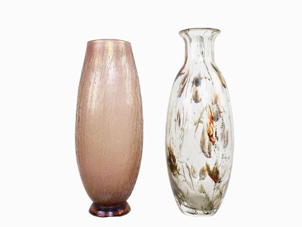 Two ovoid blown glass vases