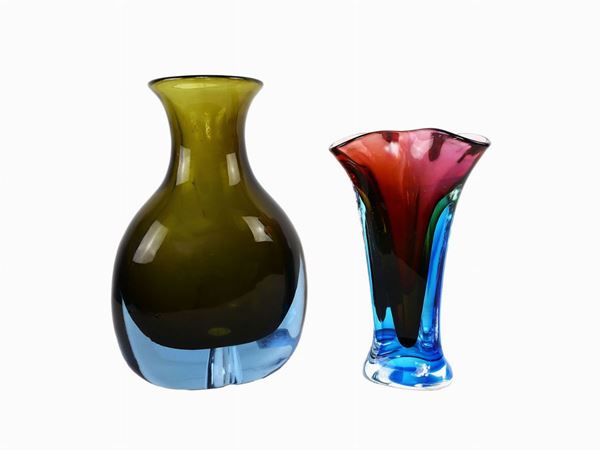 Two submerged glass vases  (Murano, 1950s)  - Auction The Muccia Breda Collection in Villa Donà -  Borbiago of Mira (Venice) - Maison Bibelot - Casa d'Aste Firenze - Milano