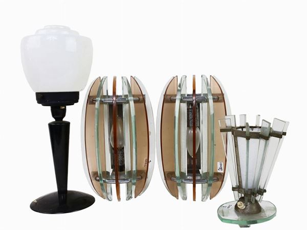Three lamps of Decò taste  (first half of the 20th century)  - Auction The Muccia Breda Collection in Villa Donà -  Borbiago of Mira (Venice) - Maison Bibelot - Casa d'Aste Firenze - Milano