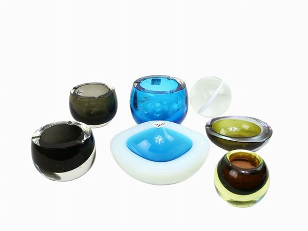 Assortment of multicolored sommerso glass ashtray