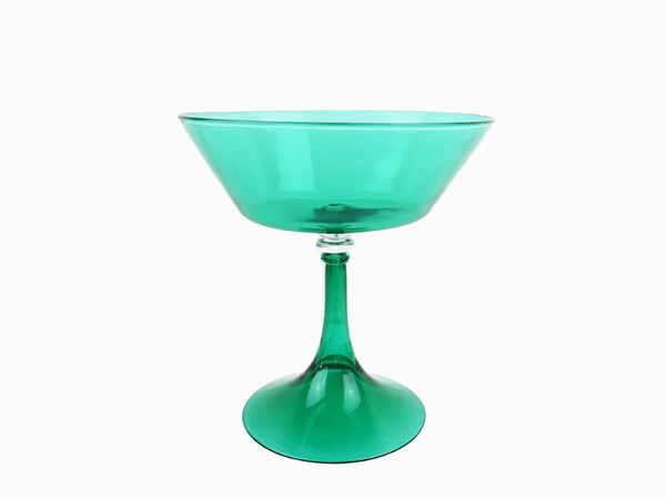 Bottle green blown glass stand