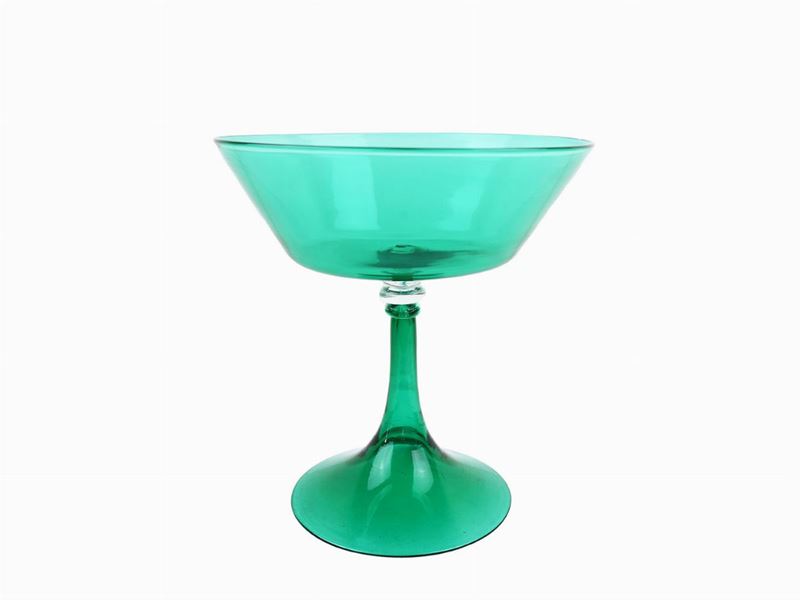 Alzata in Vetro Soffiato Verde Bottiglia