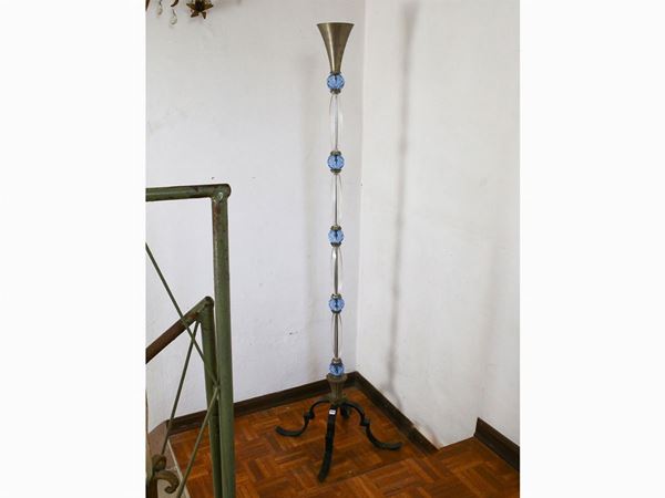 Base for floor lamp in metal and crystals