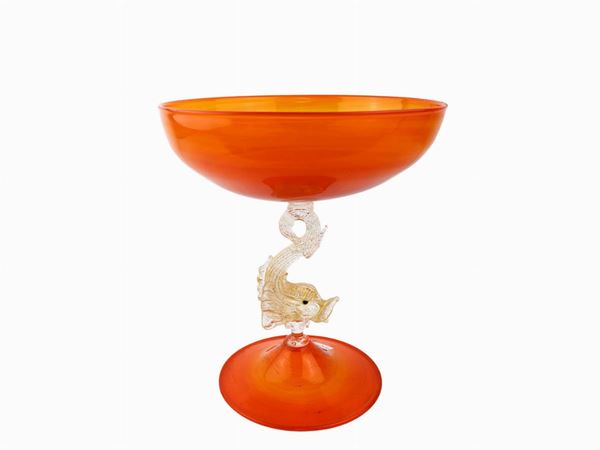 Stand in orange blown glass