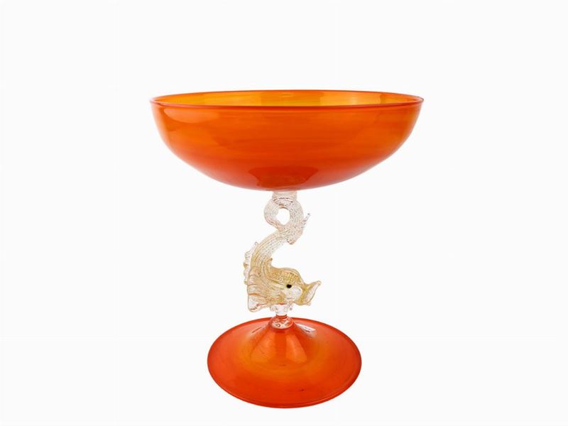 Alzata in Vetro Soffiato Color Arancio