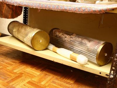 Coppia di Applique a Cilindro in Canne di Vetro Incolore