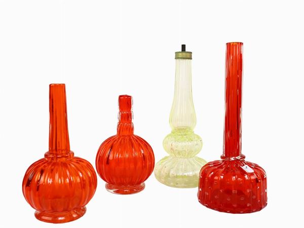 Four bases for table lamps in blown glass