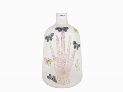 Vaso in Vetro Soffiato Iridescente, Attribuzione a Piero Fornasetti