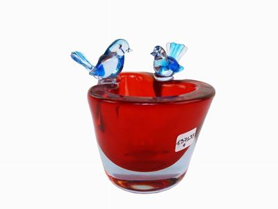 Posacenere in Vetro Sommerso Rosso Rubino Cenedese