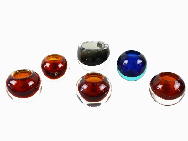 Assortment of Cenedese ashtray in multicolored sommerso glass