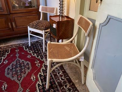 Coppia di Sedie di Design in Faggio Curvato Laccato Bianco