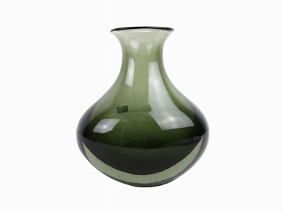 Vaso Flavio Poli per Seguso Vetri D'arte a Corpo Ovale Schiacciato
