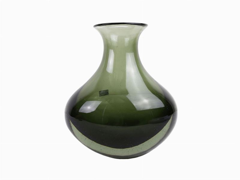 Vaso Flavio Poli per Seguso Vetri D'arte a Corpo Ovale Schiacciato