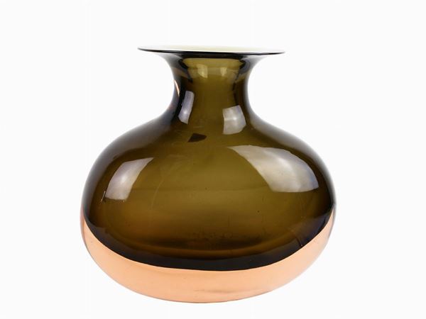 Spectacular smoked sommerso glass vase, Flavio Poli for Seguso Vetri d'Arte