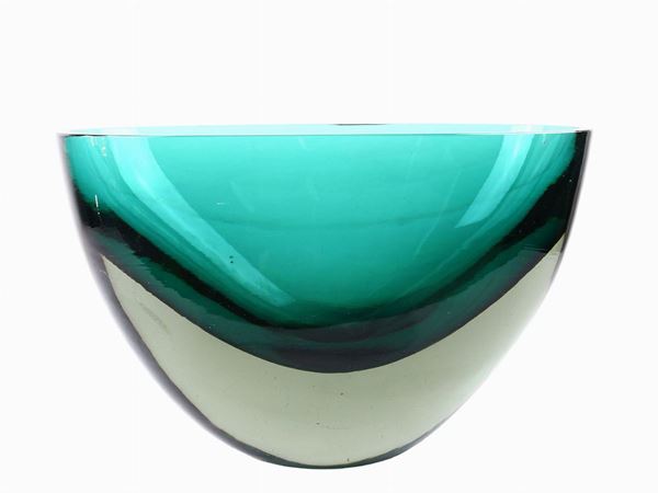 Vase in submerged dark green opalescent glass, Flavio Poli for Seguso Vetrii d'Arte