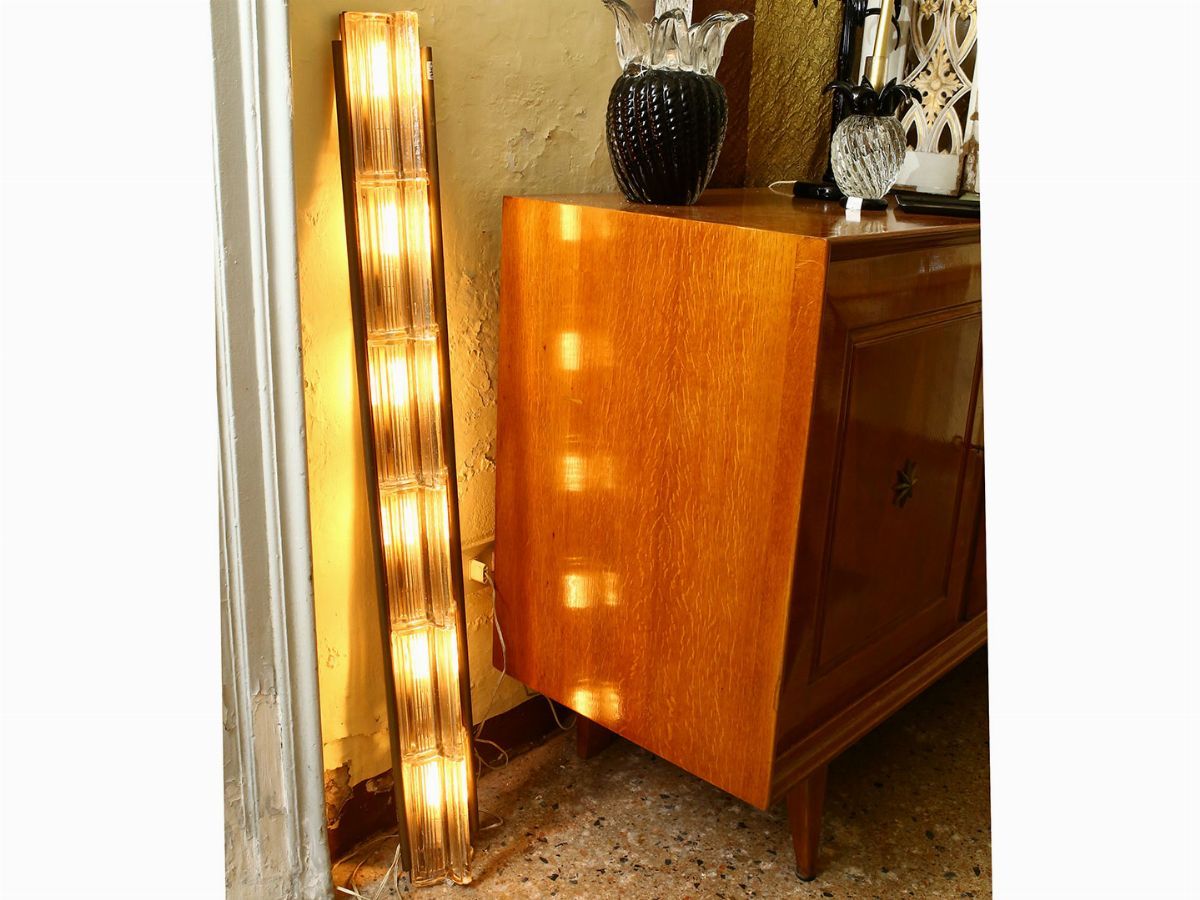 Plafoniera Applique in Ottone e Vetro Pressato