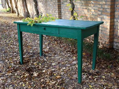 Tavolo Rustico in Legno Tenero Dipinto Verde