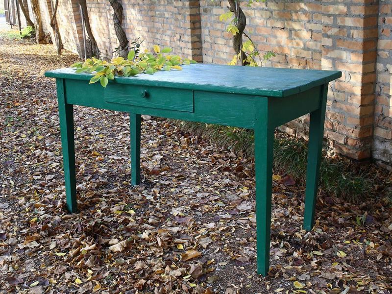 Tavolo Rustico in Legno Tenero Dipinto Verde
