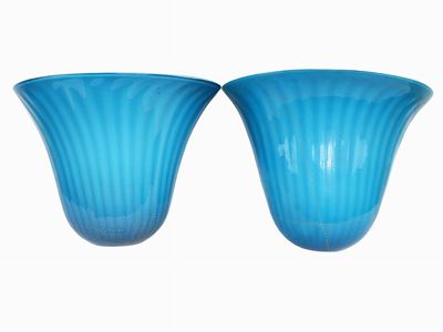 Coppia di Appliques in Vetro Turchese con Inclusioni di Avventurina