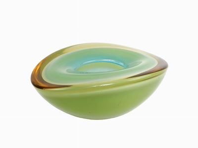 Vaso in Vetro Sommerso Giallo Opale