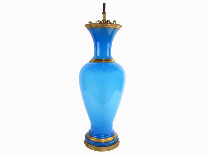 Basi per Lampade in Opalina Celeste Cenedese