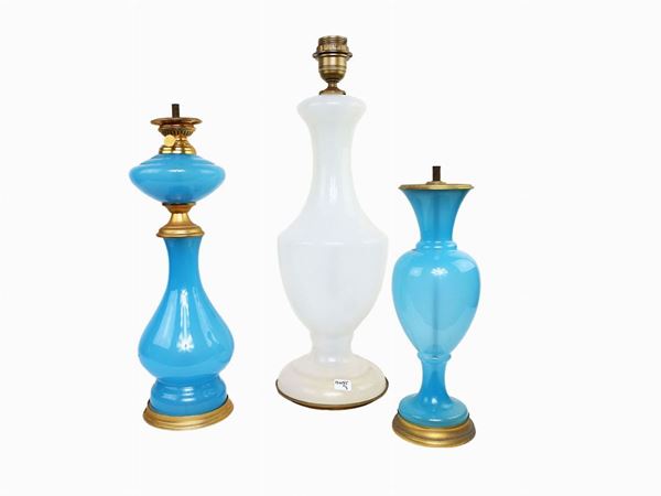 Three bases for opal glass lamps