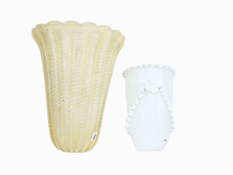 Due Appliques in Vetro di Murano con Inclusioni Dorate