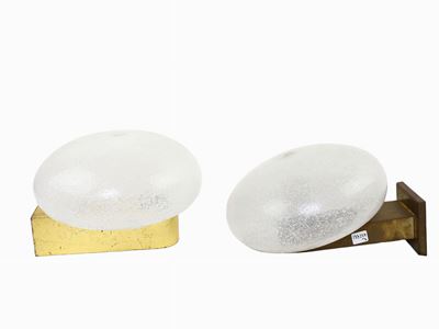 Coppia di Applique in Vetro Pulegoso Bianco