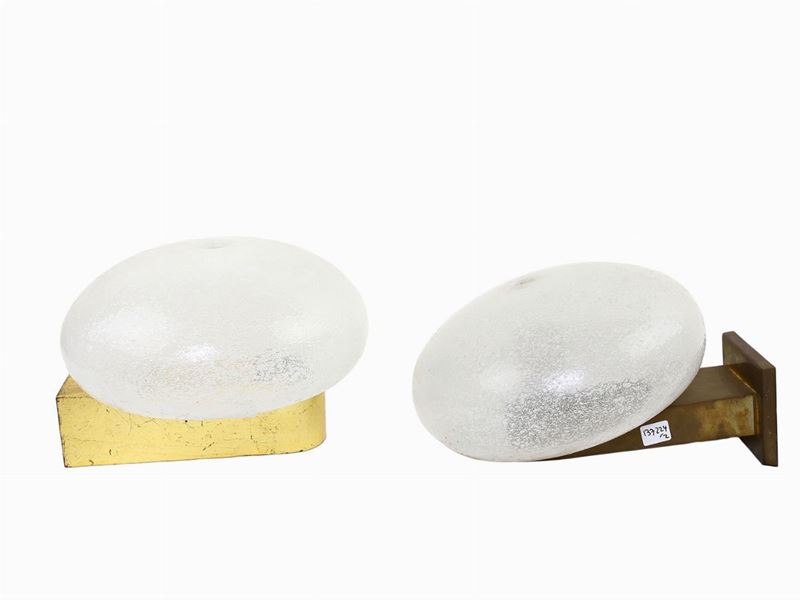 Coppia di Applique in Vetro Pulegoso Bianco