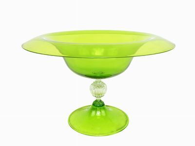 Alzata in Vetro Soffiato di Murano Verde Oliva