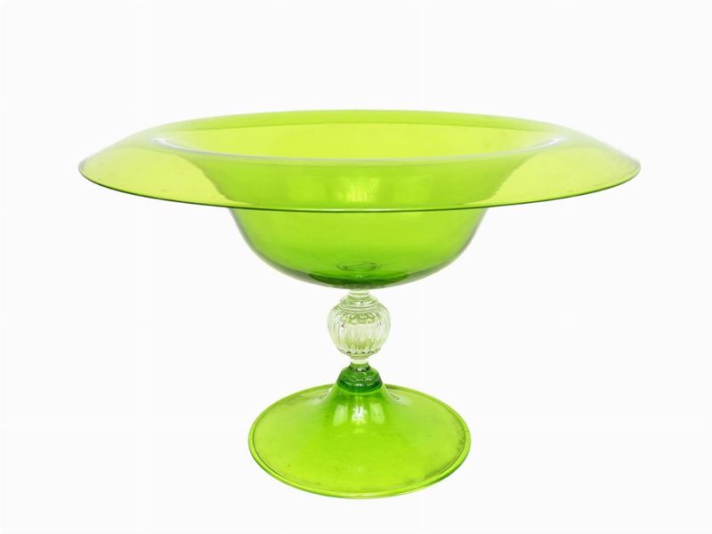 Alzata in Vetro Soffiato di Murano Verde Oliva