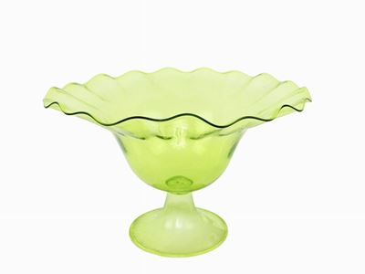 Alzata in Vetro Soffiato di Murano Verde Chiaro