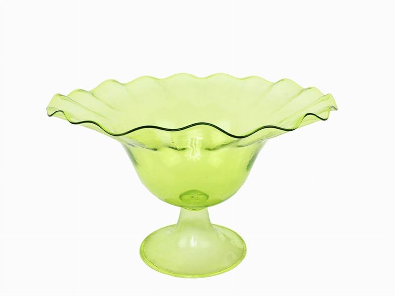 Alzata in Vetro Soffiato di Murano Verde Chiaro