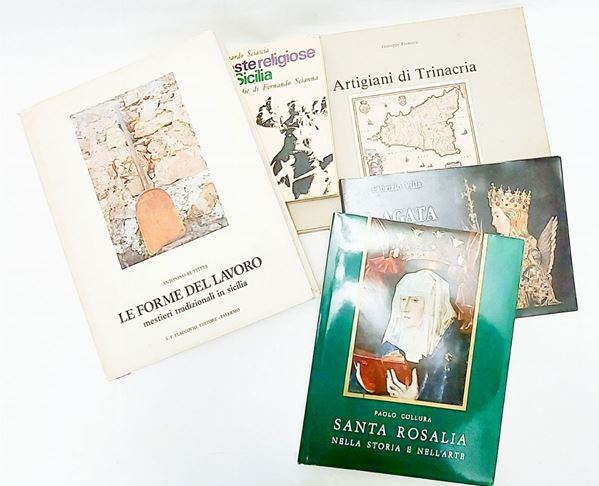 Lotto di libri su artigianato e feste religiose in Sicilia